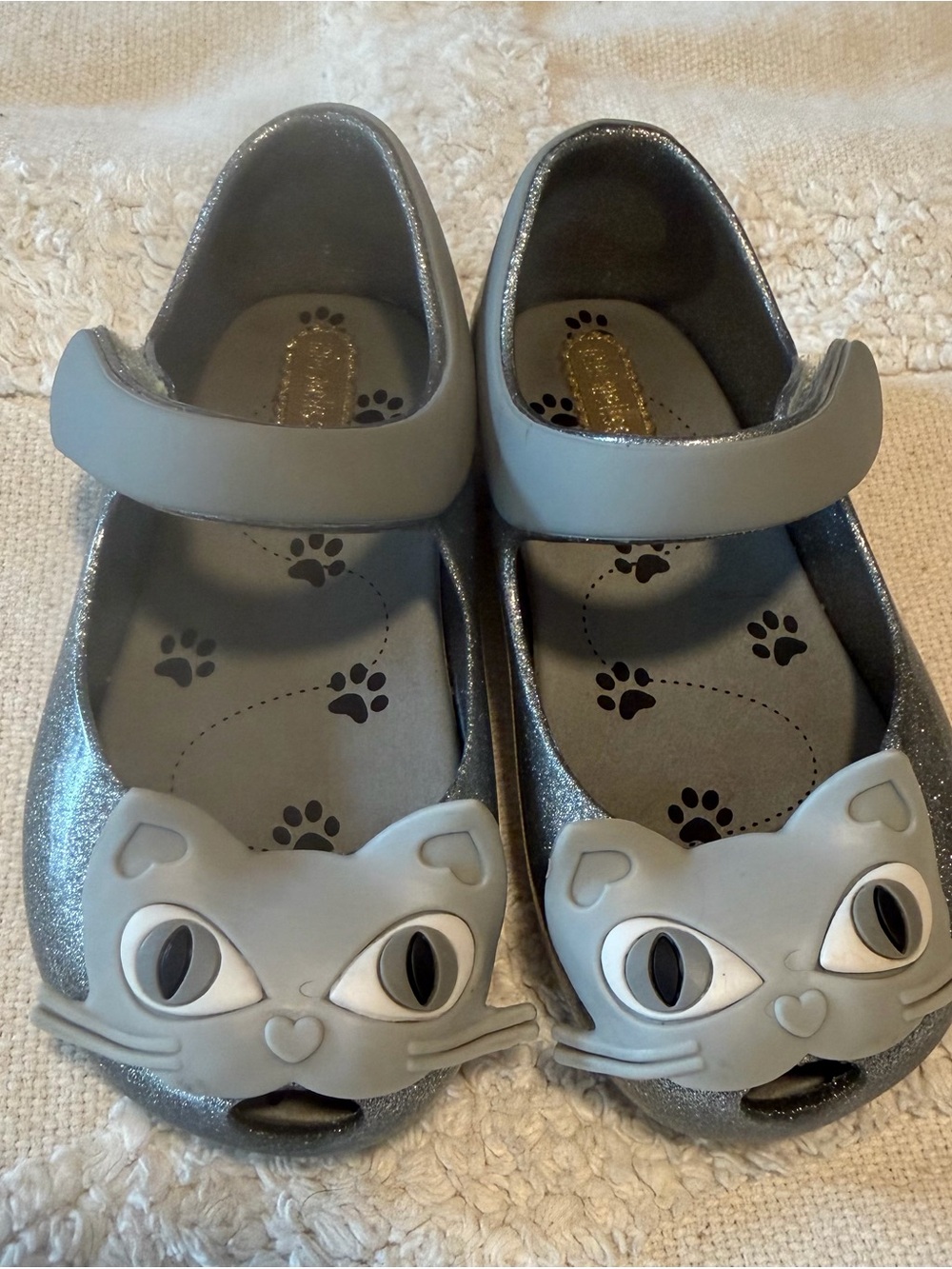 Mini Melissa silver glittery girls shoes size 8US